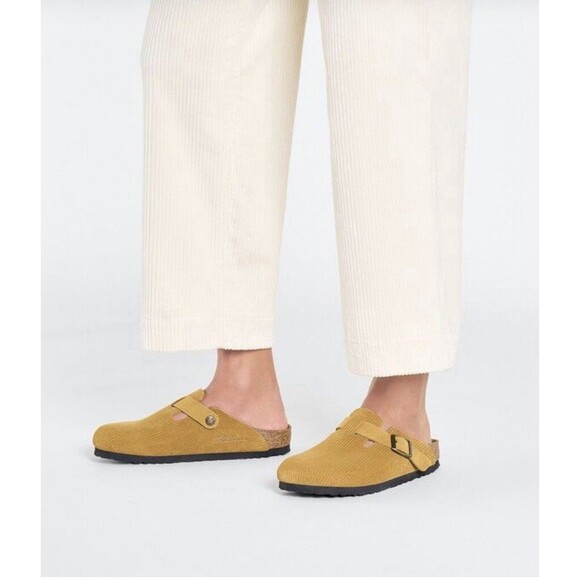 Birkenstock Clogs Boston Unisex Cork Brown Suede Embossed Comfy EU 39 US 8 New - Picture 2 of 9